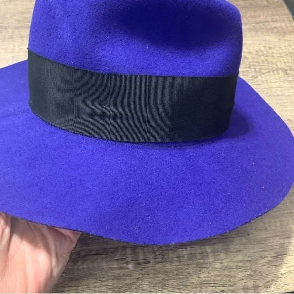 Women’s Colbalt Blue Wide Brim 100% Wool 56 cm Hat - Picture 5 of 11